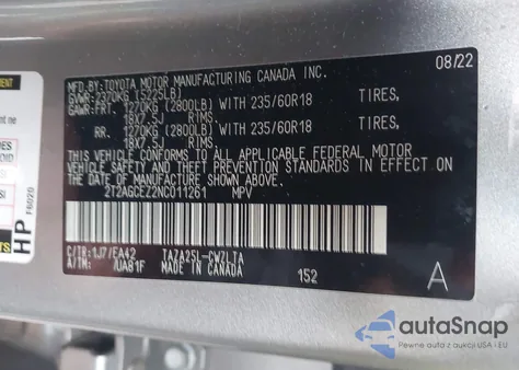 2022 Lexus Nx 350 z USA, uszkodzony, nr VIN 2T2AGCEZ2NC011261